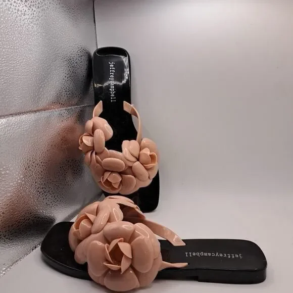 New Jeffrey Campbell Floralee Pink Jelly Thong Flip Flops Sandals Size 8 - Picture 2 of 5